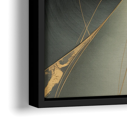 Luxurious Forms Yellow and Grey Abstract - Close-Up Black Frame Canvas