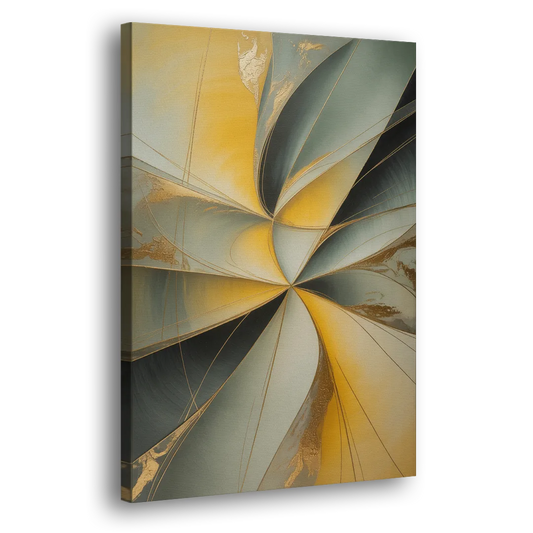 Luxurious Forms Yellow and Grey Abstract Side - Canvas Wall Art