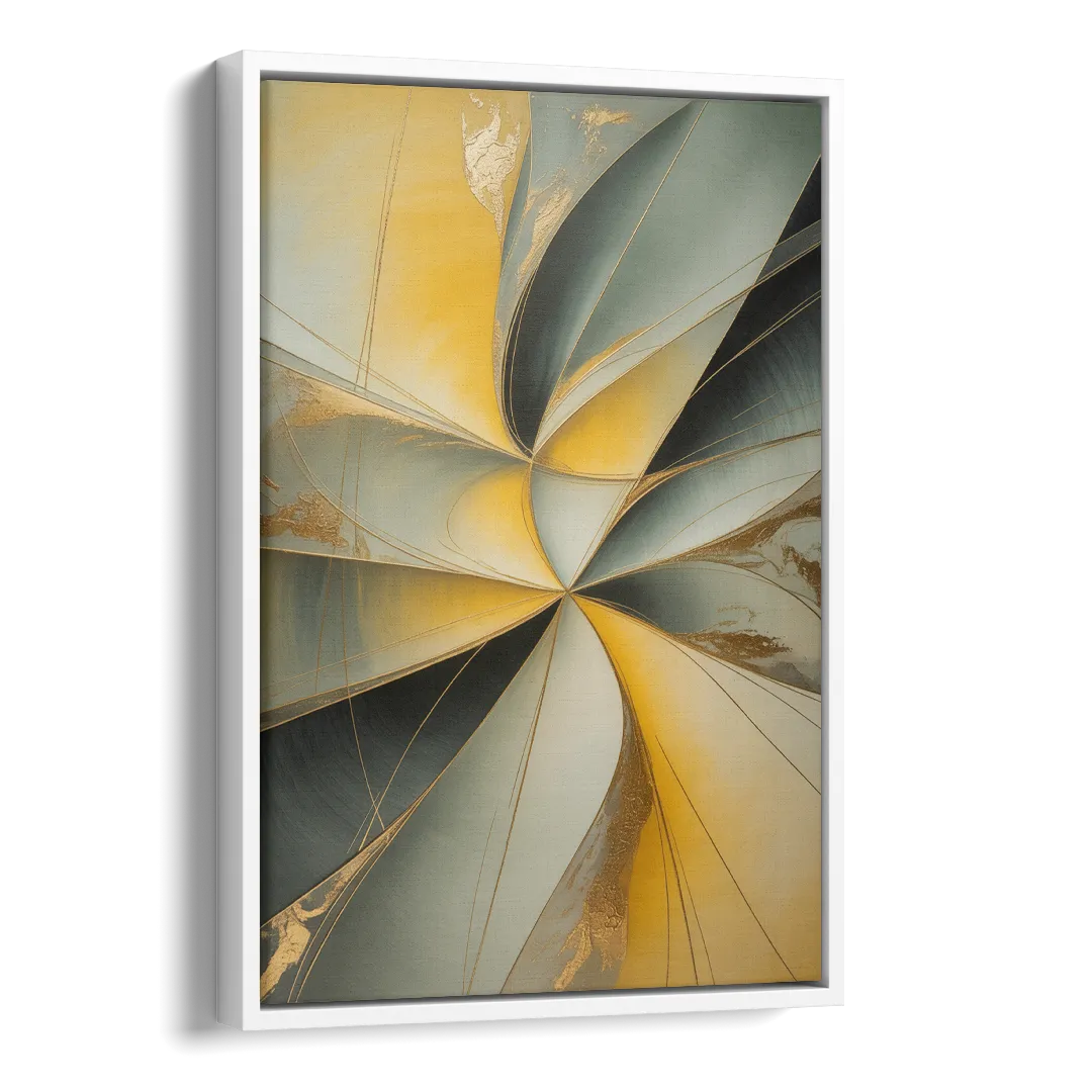 Luxurious Forms Yellow and Grey Abstract Side - White Canvas Wall Art