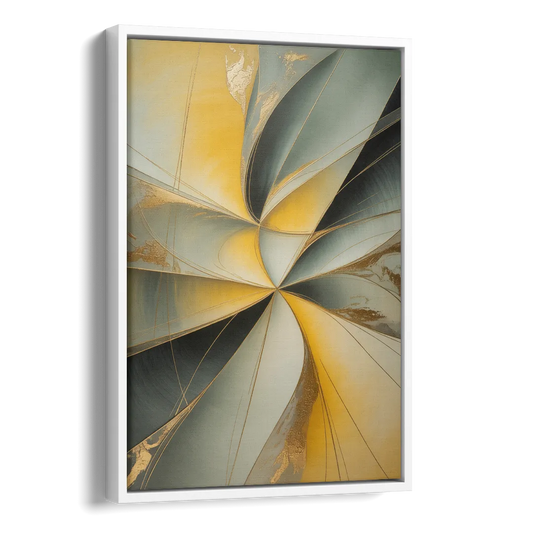 Luxurious Forms Yellow and Grey Abstract Side - White Canvas Wall Art