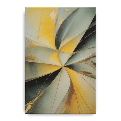 Luxurious Forms Yellow and Grey Abstract Front - Canvas Wall Art