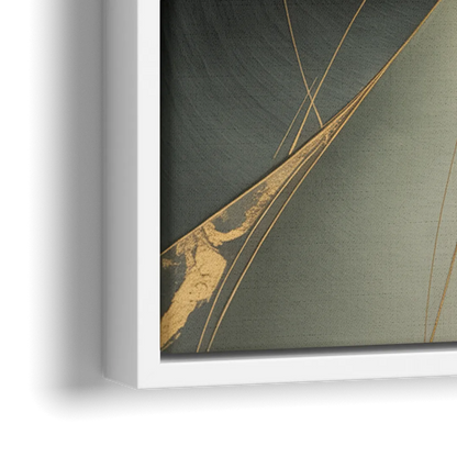 Luxurious Forms Yellow and Grey Abstract - Close-Up White Frame Canvas