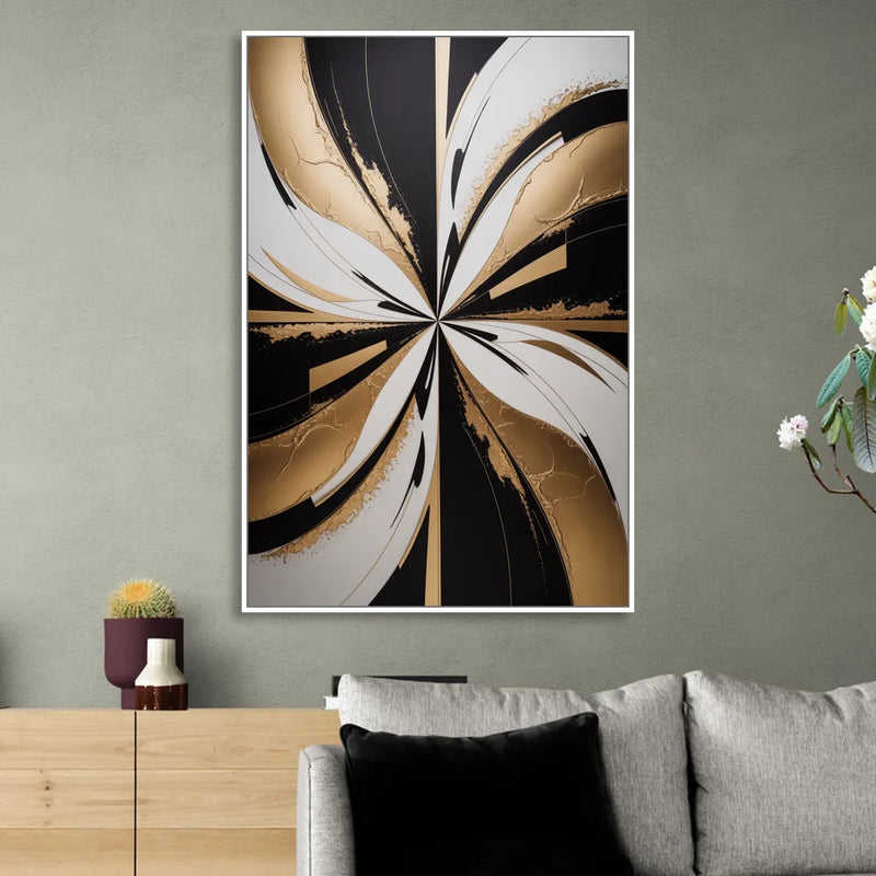 Luxurious Geometric Elegance Living Room - White Canvas Wall Art