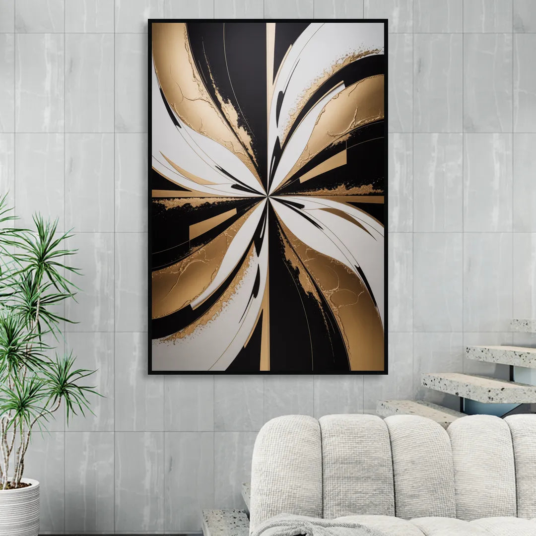 Luxurious Geometric Elegance Sitting Room - Black Canvas Wall Art