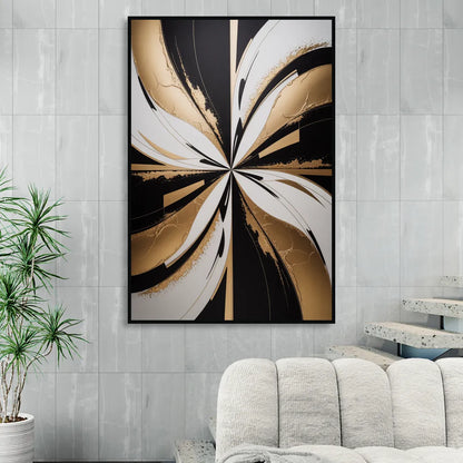 Luxurious Geometric Elegance Sitting Room - Black Canvas Wall Art