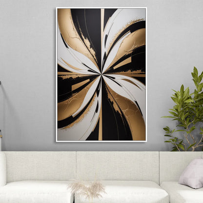 Luxurious Geometric Elegance Sitting Room - White Canvas Wall Art