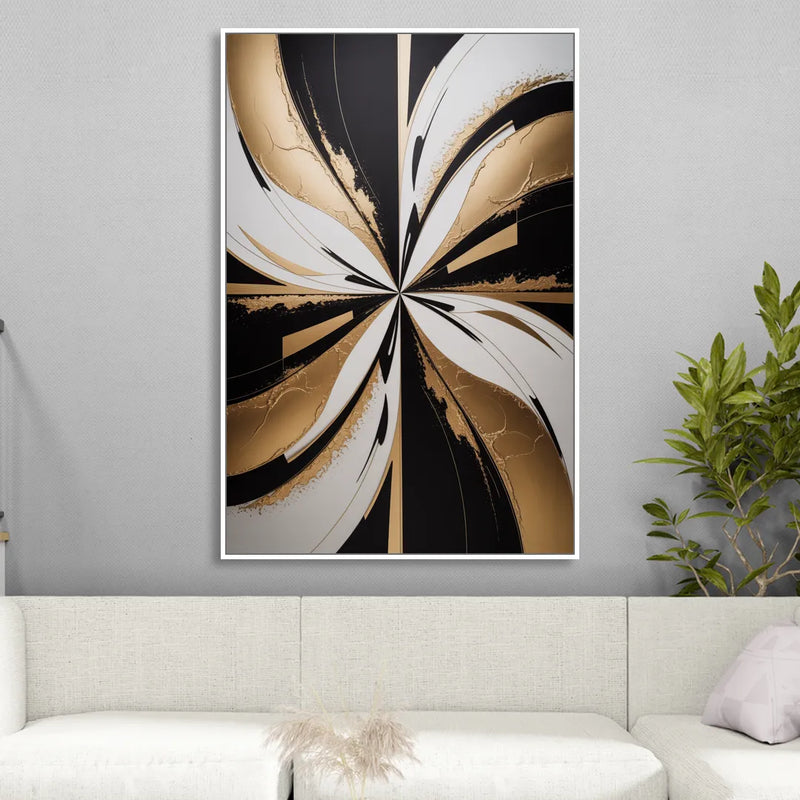 Luxurious Geometric Elegance Sitting Room - White Canvas Wall Art
