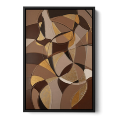 Luxurious Geometric Harmony Brown Abstract - Black Framed Canvas Wall Art - Front