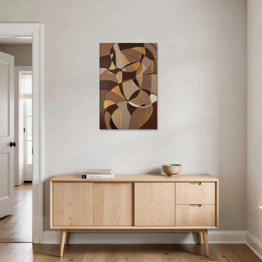 Luxurious Geometric Harmony Brown Abstract - Canvas Wall Art - Coffee Table - 24x36