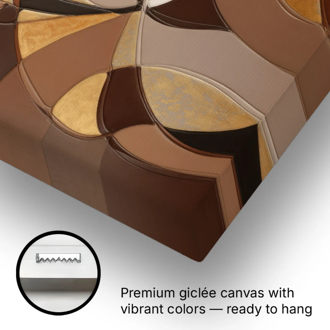 Luxurious Geometric Harmony Brown Abstract - Canvas Wall Art - Gallery Wrap Corner
