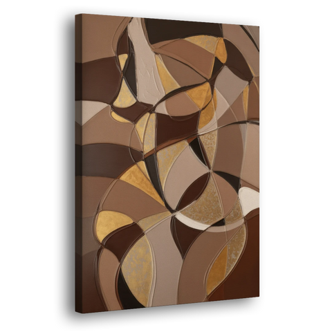 Luxurious Geometric Harmony Brown Abstract - Canvas Wall Art - Side