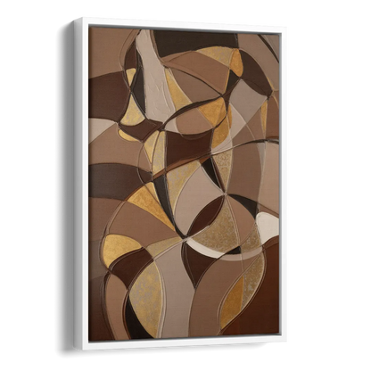 Luxurious Geometric Harmony Brown Abstract Side - White Canvas Wall Art