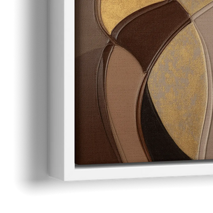 Luxurious Geometric Harmony Brown Abstract - Close-Up White Frame Canvas