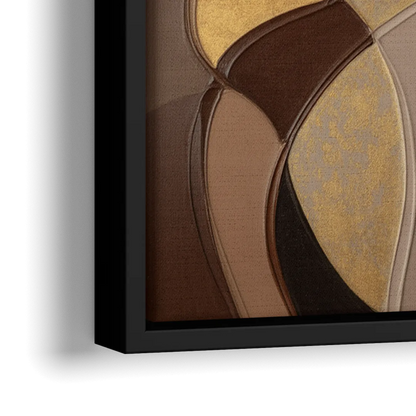 Luxurious Geometric Harmony Brown Abstract - Close-Up Black Frame Canvas