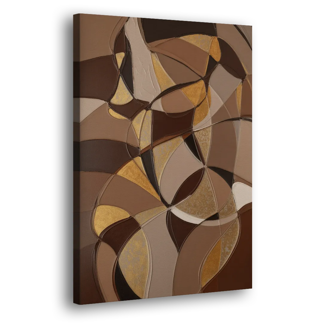 Luxurious Geometric Harmony Brown Abstract Side - Canvas Wall Art