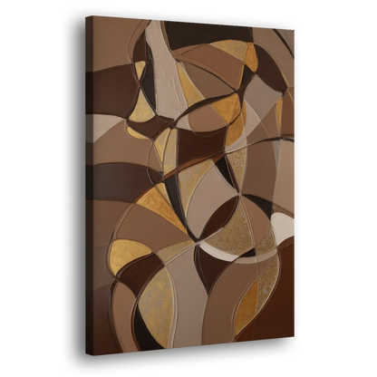 Luxurious Geometric Harmony Brown Abstract Side - Canvas Wall Art