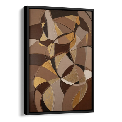 Luxurious Geometric Harmony Brown Abstract Side - Black Canvas Wall Art