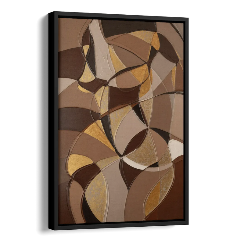 Luxurious Geometric Harmony Brown Abstract Side - Black Canvas Wall Art