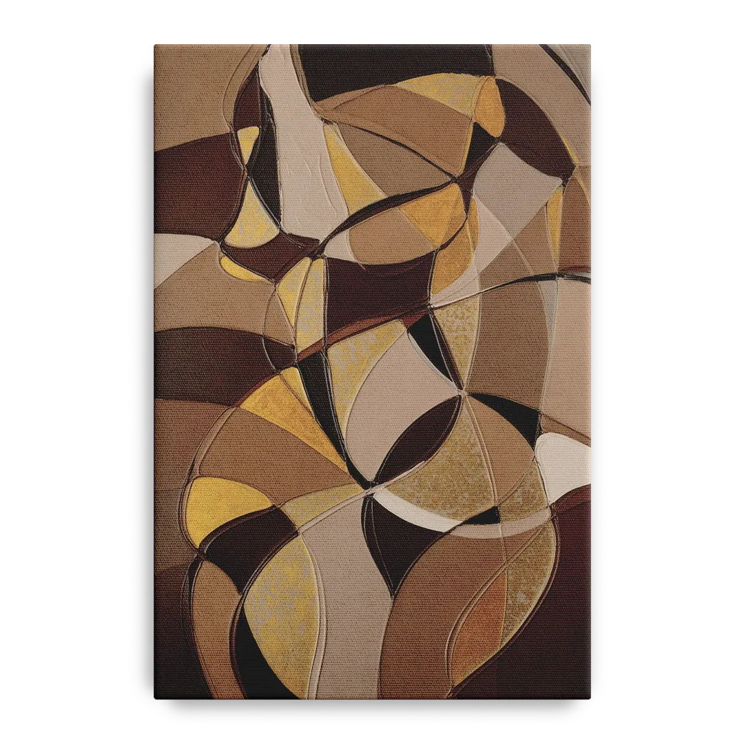 Luxurious Geometric Harmony Brown Abstract Front - Canvas Wall Art