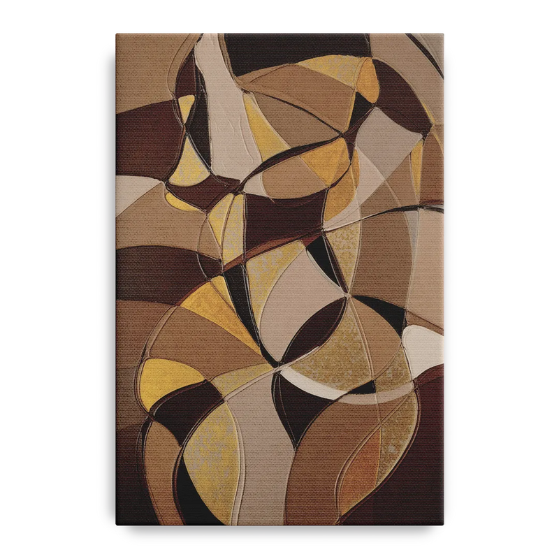 Luxurious Geometric Harmony Brown Abstract Front - Canvas Wall Art