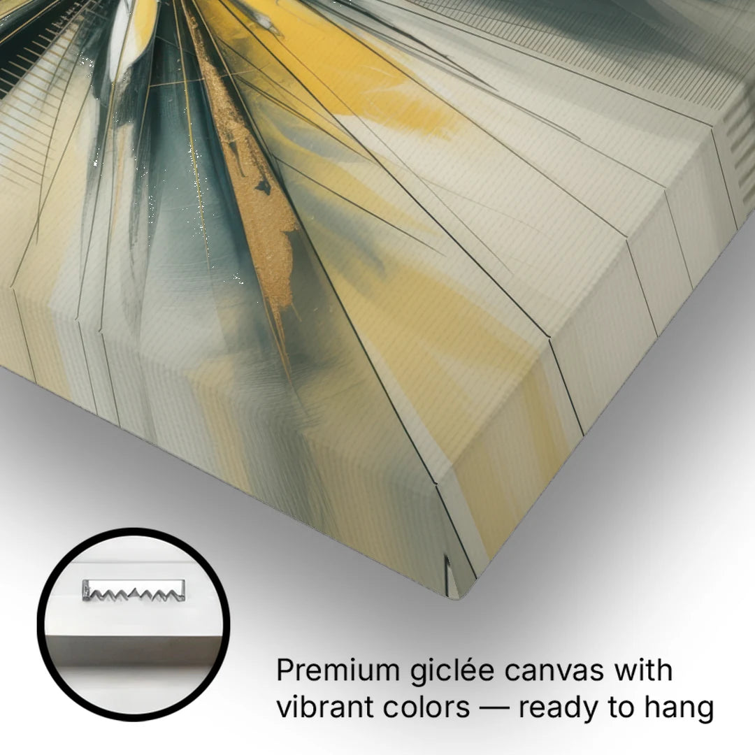 Luxurious Geometric Yellow and Grey Abstract - Canvas Wall Art - Gallery Wrap Corner