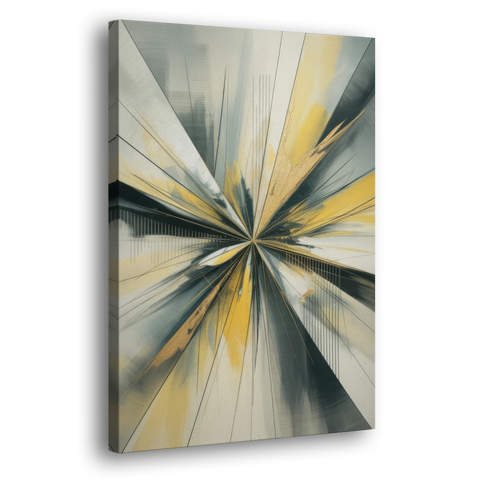 Luxurious Geometric Yellow and Grey Abstract - Canvas Wall Art - Side