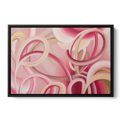 Luxurious Interwoven Pink Abstract - Black Framed Canvas Wall Art - Front