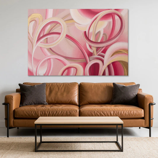 Luxurious Interwoven Pink Abstract - Canvas Wall Art - Sofa - 60x40