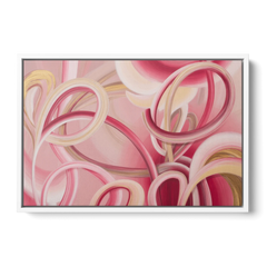 Luxurious Interwoven Pink Abstract - White Framed Canvas Wall Art - Front
