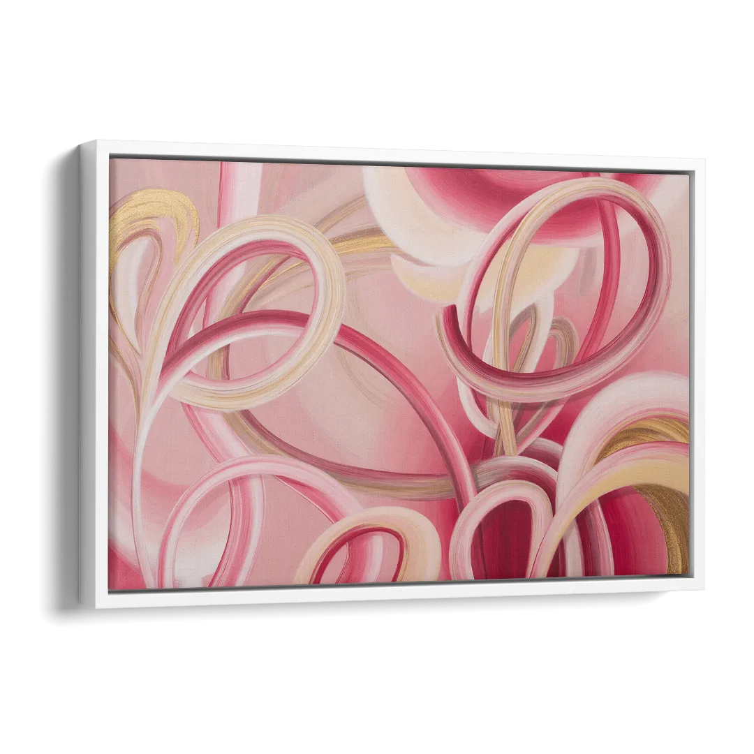 Luxurious Interwoven Pink Abstract Side - White Canvas Wall Art