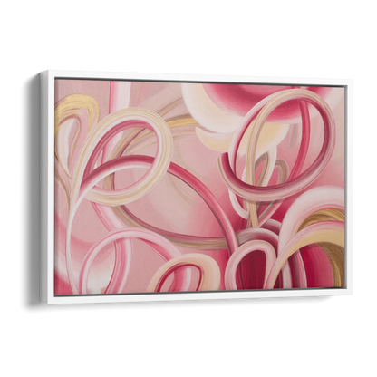 Luxurious Interwoven Pink Abstract Side - White Canvas Wall Art