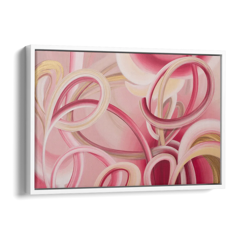 Luxurious Interwoven Pink Abstract Side - White Canvas Wall Art