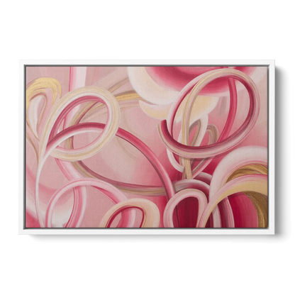 Luxurious Interwoven Pink Abstract Front - White Canvas Wall Art