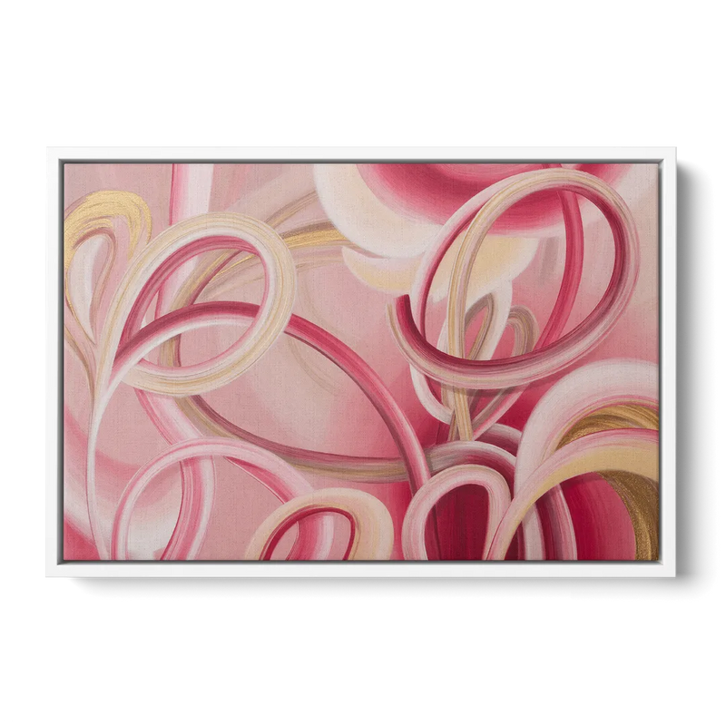 Luxurious Interwoven Pink Abstract Front - White Canvas Wall Art