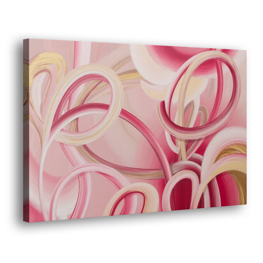Luxurious Interwoven Pink Abstract Side - Canvas Wall Art