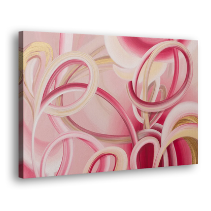 Luxurious Interwoven Pink Abstract Side - Canvas Wall Art