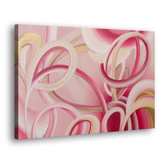 Luxurious Interwoven Pink Abstract Side - Canvas Wall Art