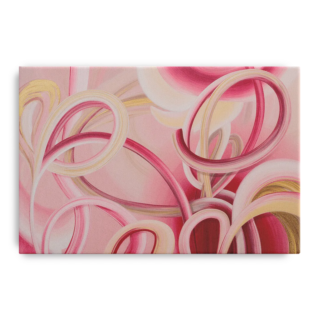Luxurious Interwoven Pink Abstract Front - Canvas Wall Art