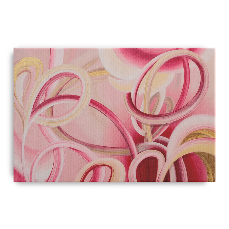 Luxurious Interwoven Pink Abstract Front - Canvas Wall Art