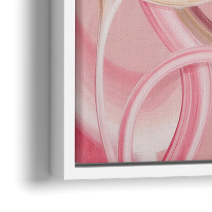 Luxurious Interwoven Pink Abstract - Close-Up White Frame Canvas