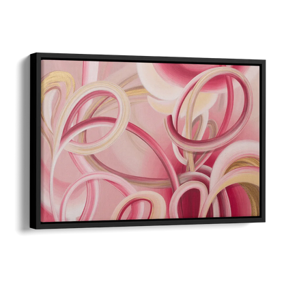 Luxurious Interwoven Pink Abstract Side - Black Canvas Wall Art