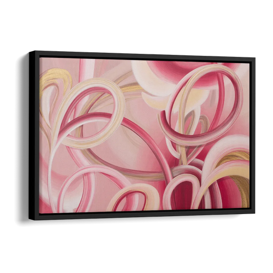 Luxurious Interwoven Pink Abstract Side - Black Canvas Wall Art
