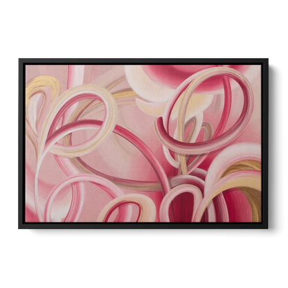 Luxurious Interwoven Pink Abstract Front - Black Canvas Wall Art