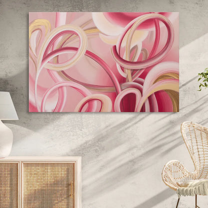Luxurious Interwoven Pink Abstract Sitting Room - Canvas Wall Art