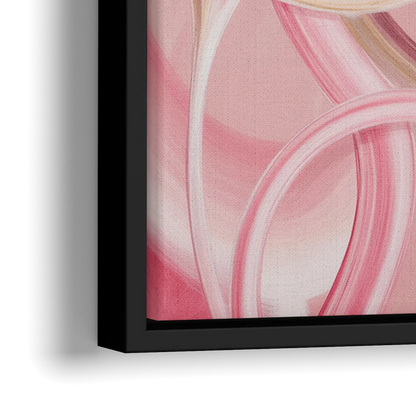 Luxurious Interwoven Pink Abstract - Close-Up Black Frame Canvas