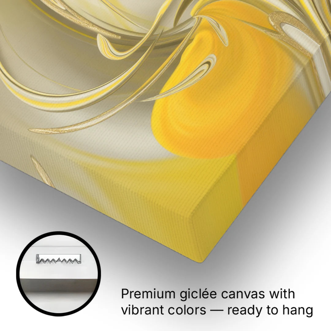 Luxurious Motion Yellow Abstract - Canvas Wall Art - Gallery Wrap Corner