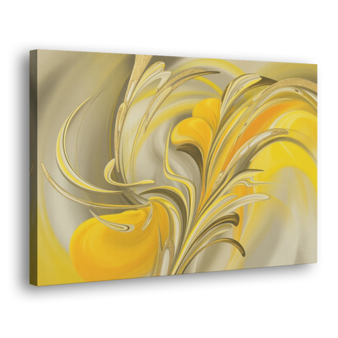 Luxurious Motion Yellow Abstract - Canvas Wall Art - Side