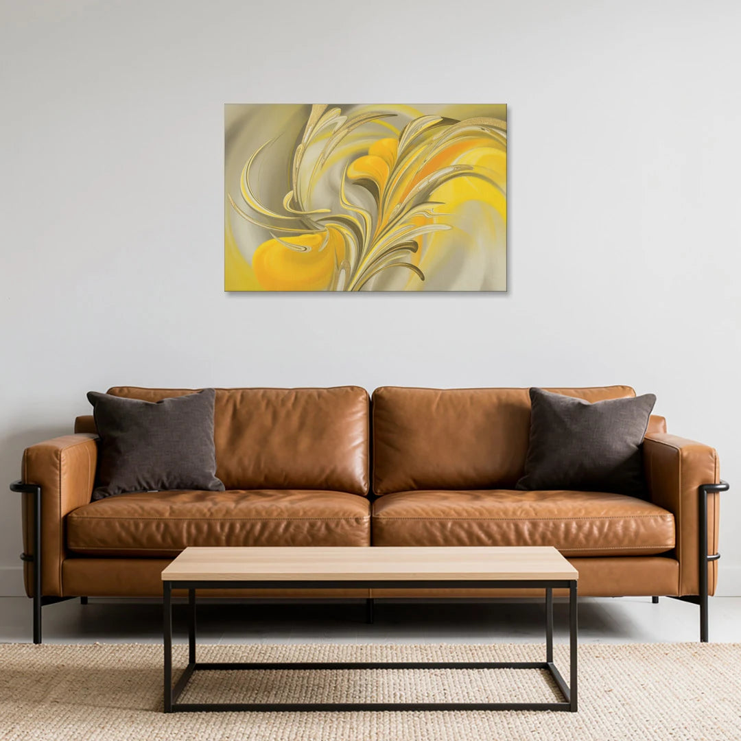 Luxurious Motion Yellow Abstract - Canvas Wall Art - Sofa - 36x24