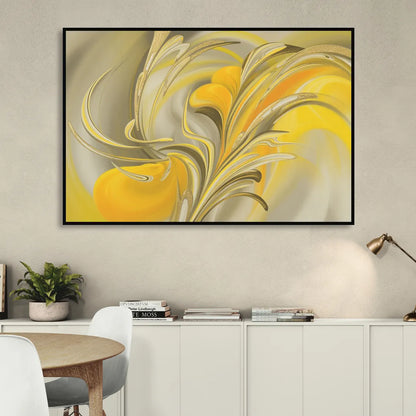 Luxurious Motion Yellow Abstract Living Room - Black Canvas Wall Art
