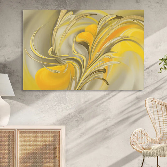 Luxurious Motion Yellow Abstract Living Room - Canvas Wall Art